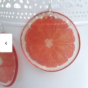 Pink resin grapefruit earrings (handmade!)